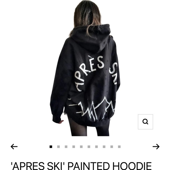Wren + Glory Tops - Black 'Apres Ski' Painted Hoodie